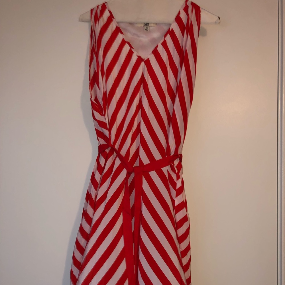 Red and white stripe dress